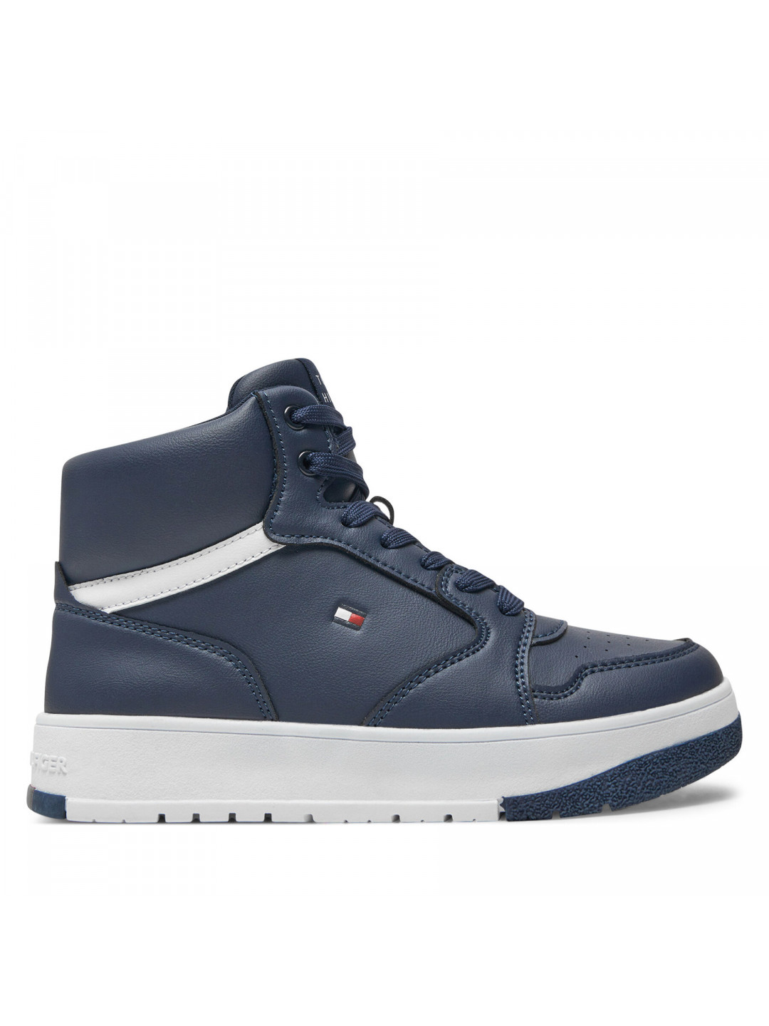 Sneakersy Tommy Hilfiger Mid Cutlace-Up Sneaker T3X9-33641-1351 S Tmavomodrá